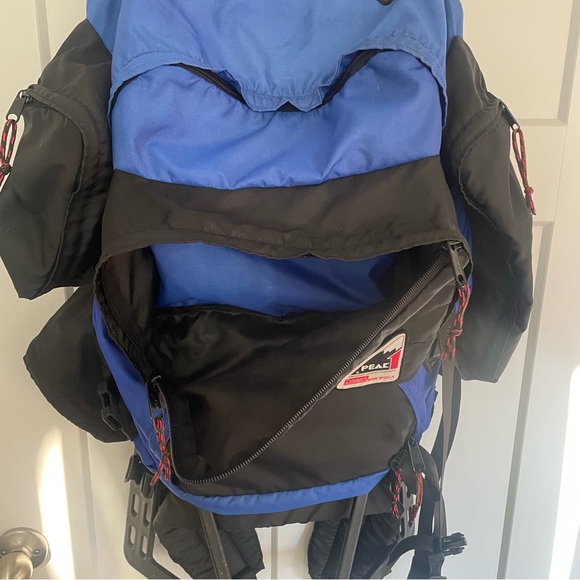 Coleman Peak 1 External Frame hip belt Backpack Blue Zip Pockets Nylon-USA Made - Picture 9 of 11